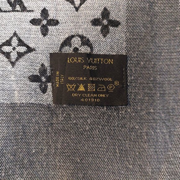 LOUIS VUITTON LV Vintage Grey & Black Monogram Scarf Wrap Scarves - Picture 6 of 6